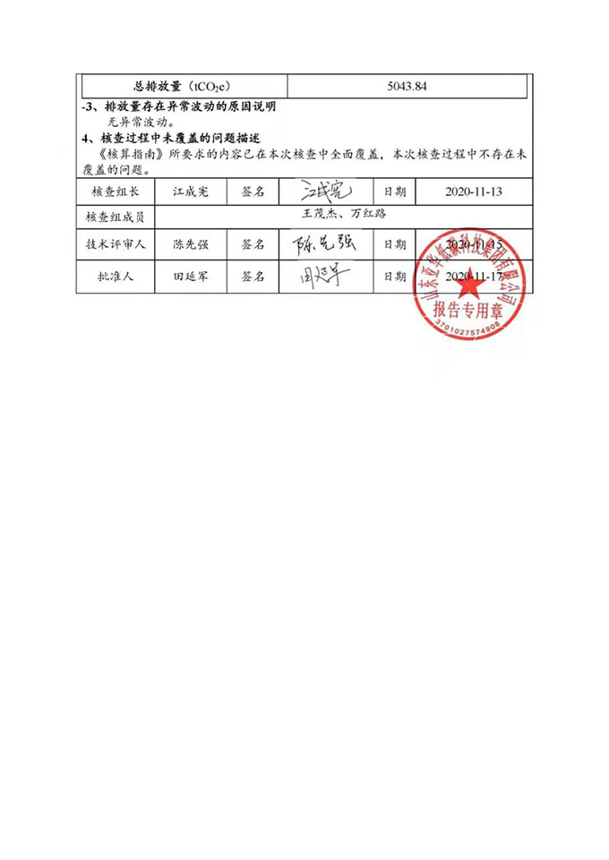 济南连云港新型建材有限公司2019年度温室气体排放核查报告